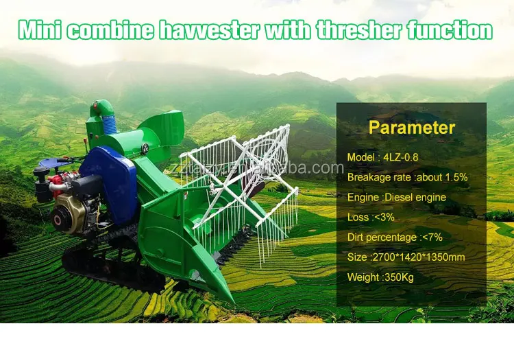 large output capacity portable engine mannual combine rice mini harvester