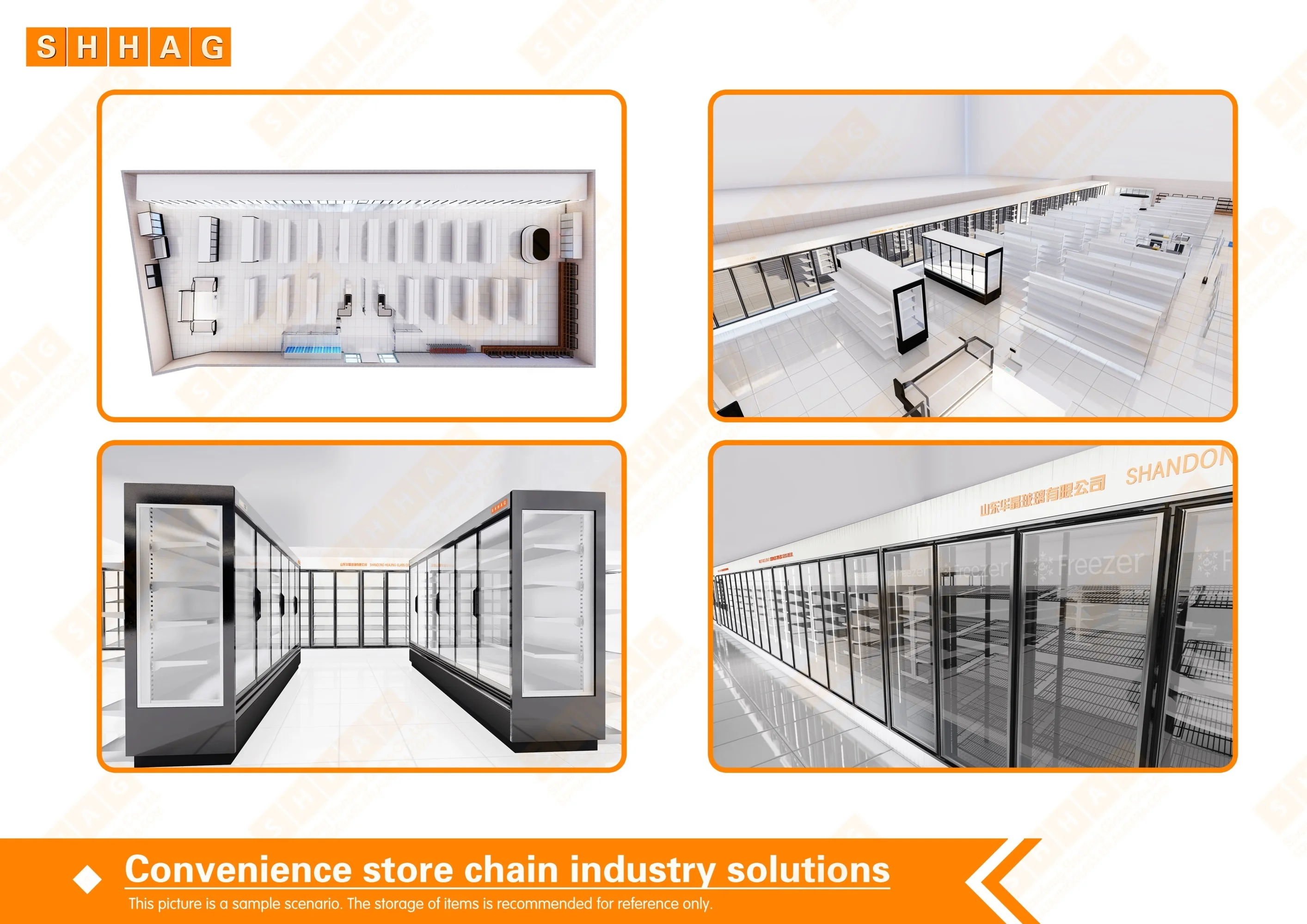 refrigerator glass door with double heating glass and self closing system for cold storage room for fresh seafood or meat