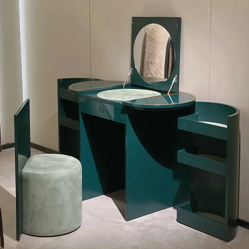 emerald green dressing table Italian Minimalist Light Luxury Folding Mirror and a flip Size:S (4/6) green dressing table July29pics Denim mini shirt dress