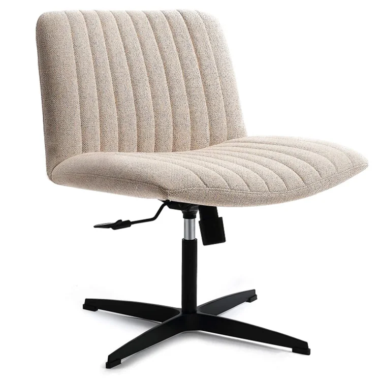 Fabric Armless Home Office Desk Chair Rocking Mid Back Ergonomic Chair