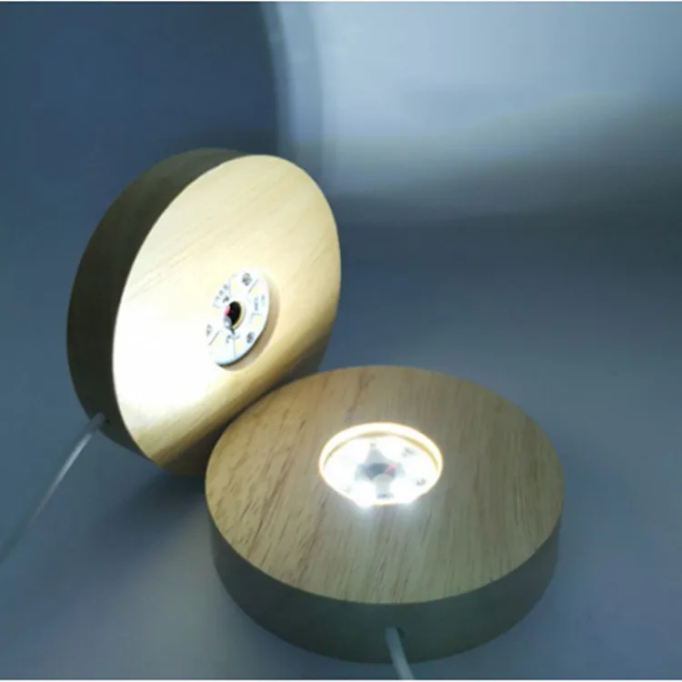 Wood color Base White/Warm Light   Wood LED Light Display Stand Lamp Holder Lamp Base