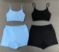 Woman Tops Summer Fashionable 2021 Sexy Two Piece Set Women Clothing Crop Top Woman Camisole 2 Two Piece Summer Short Set