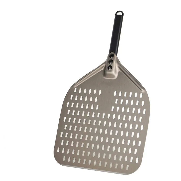 12 Inch Aluminum Metal Pizza Shovel Perforated Pizza Peel Metal Professional Short Handle With