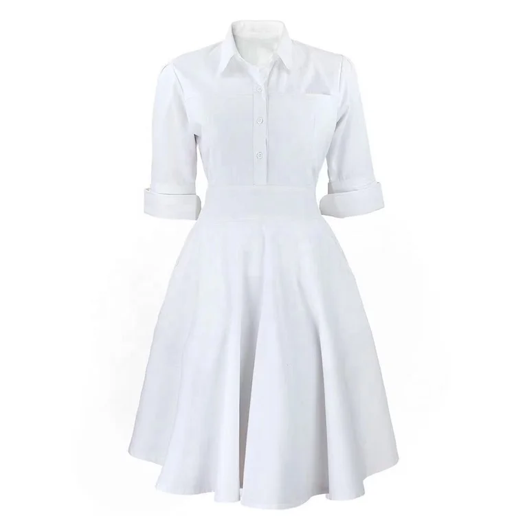 modern white nurse uniform dress Scrub Top Only, Optic White Nurse Uniform, Scrub Dress, Nurse Esthetician Uniform, Personalize Scrub Top, Hospital Uniform,KRVZ1022-TOP