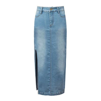 full length denim skirt