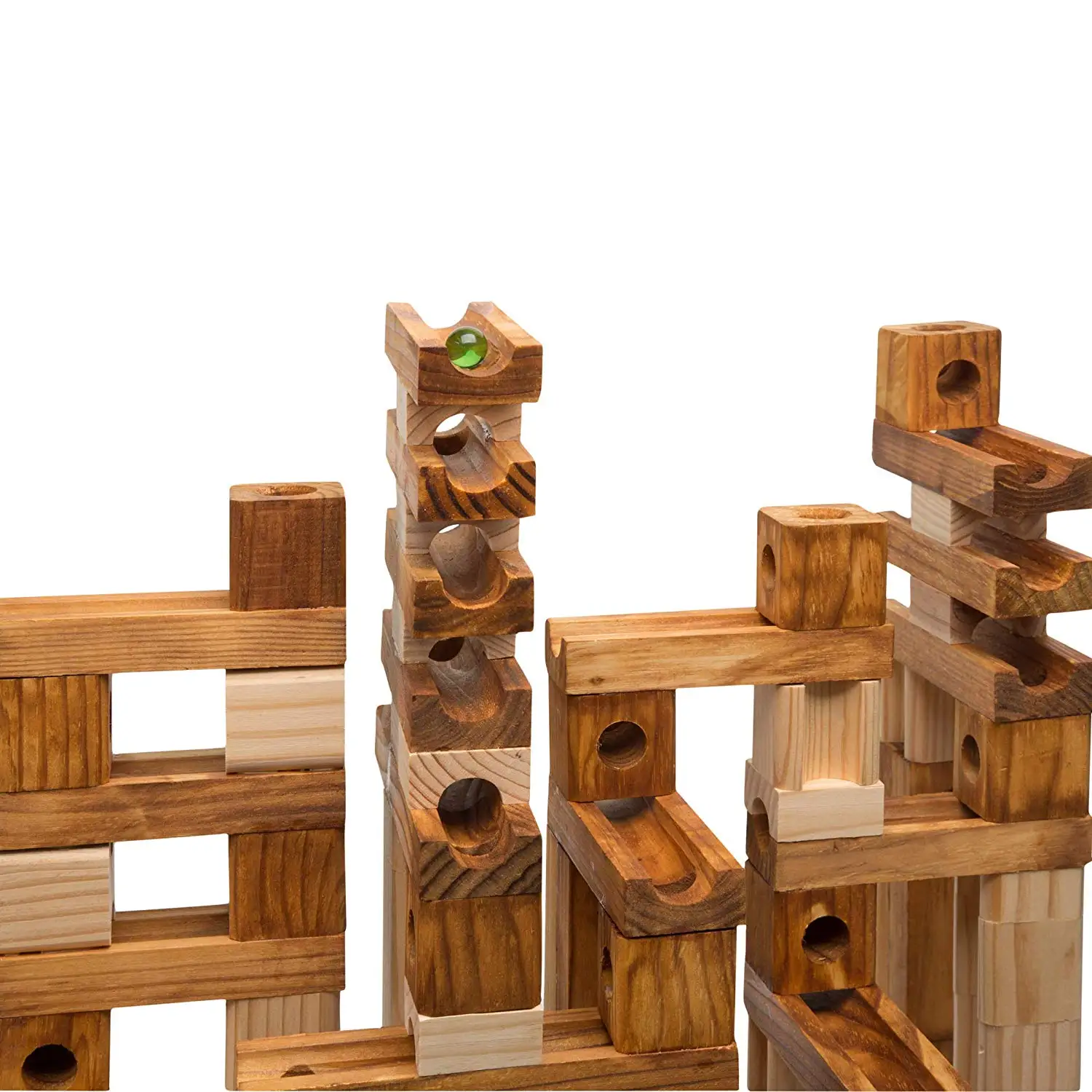 Ideal Amaze 'N' Marbles 105 Piece Classic Wood Construction Set 