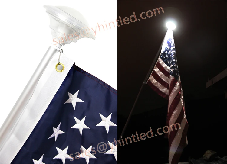 Ufo Led Solar Powered Flagpole Light For 6ft House Aluminium National