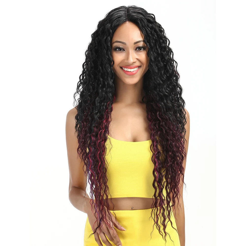 

Long Middle Lace Part Wavy Kinky Curly 150% Density Wigs upplier Lace Front ynthetic Hair Wigs,2 Pieces