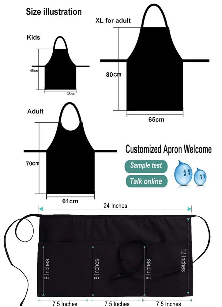 factory direct 100% cotton kitchen apron with logo custom
