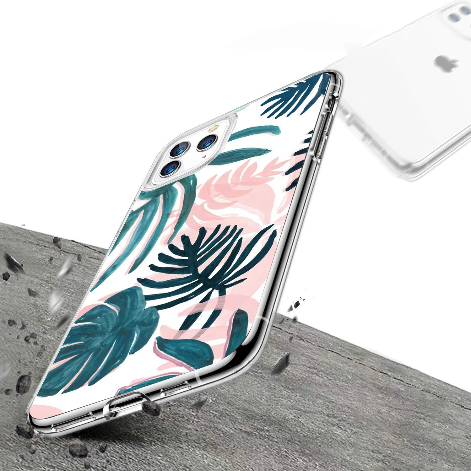 For Iphone 12 Case Tropical Plant Leaves Soft Tpu Clear Phone Case For ...