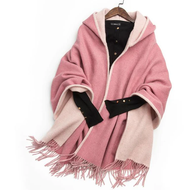 cape wool poncho with hood