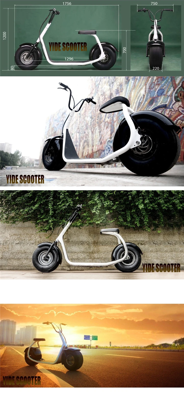 Holland Warehouse European Warehouse Stock 800W 1000W 1500W Electric Scooter Citycoco With EEC