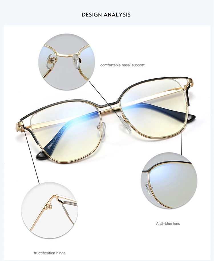 Costco Optical | Trendy Eyeglasses Metal Pc Frame With Pearl Decoration  Plain Glass Spectacles 