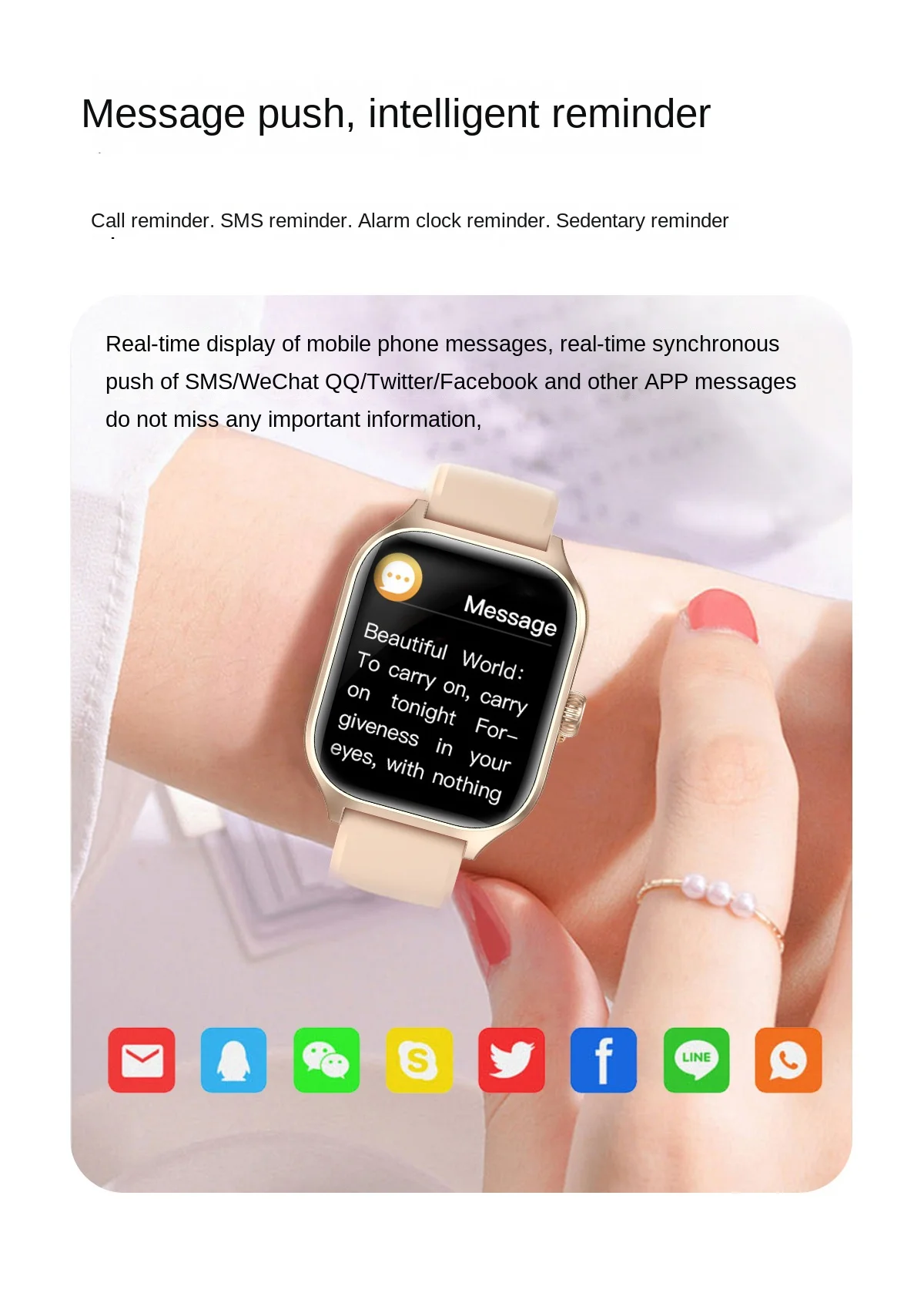 蓝牙智能手表心率监测信息提醒长电池寿命触摸屏男士商务女装时尚礼品