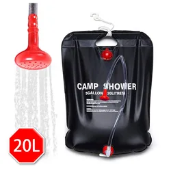 Custom Logo 20L Portable Outdoor Hiking Shower Tools Travel Beach Water Bag Ultralight PVC Camping Heating Solar Shower Bag