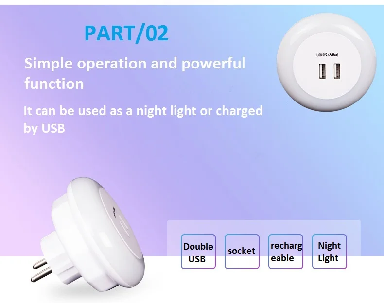 Wetop Plug-In Led Night Light with Auto Dusk to Dawn Sensor for Bedroom, Bathroom, Kitchen, Hallway, Stairs