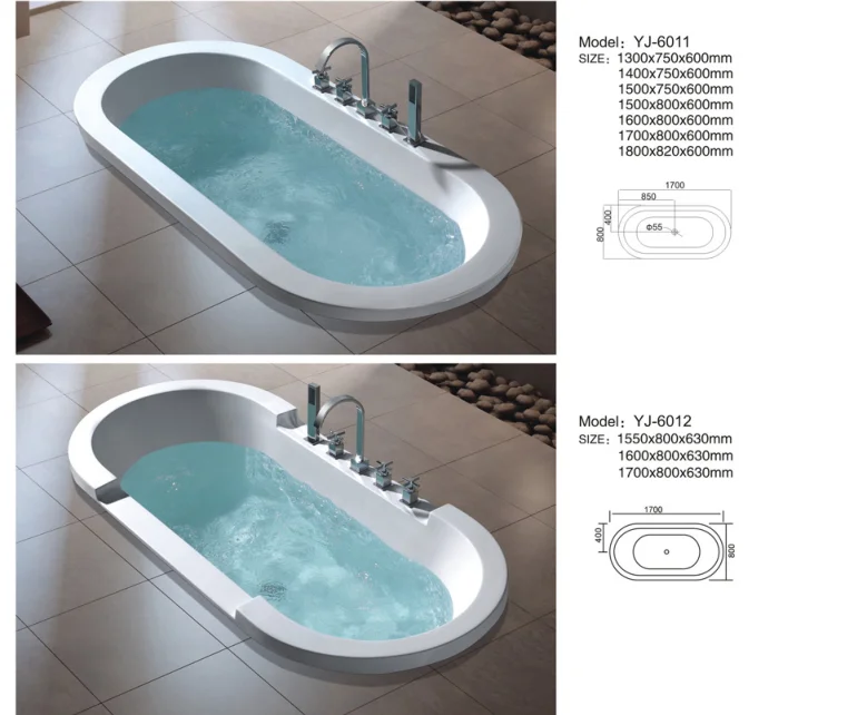 YJ6010 2019 embedded bathtub acrylic hot sale oval bath for hotel project