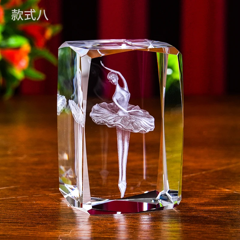 3D ballet laser crystal block crystal crafts souvenir gift for dancer manufacture