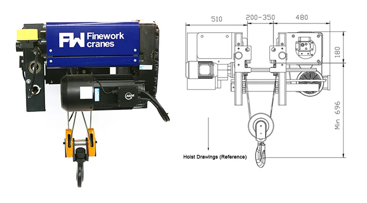 Top Quality light weight electric hoist lever monorail wire rope hoist