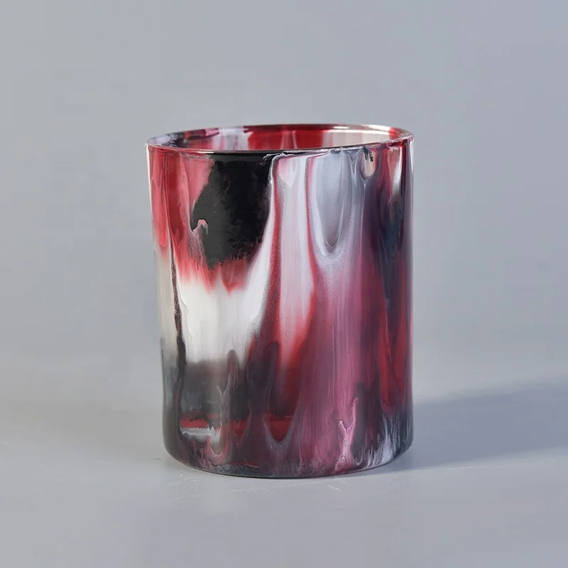 Multi Color Painting Glass Candle Jar For Home Decoration