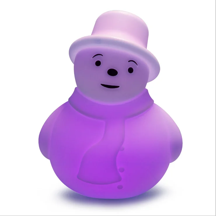 Christmas Gift Color Rechargeable Cute Children Snowman Silicone Kids Nursery Nightlight Lamp Baby Led Night Light For Kids