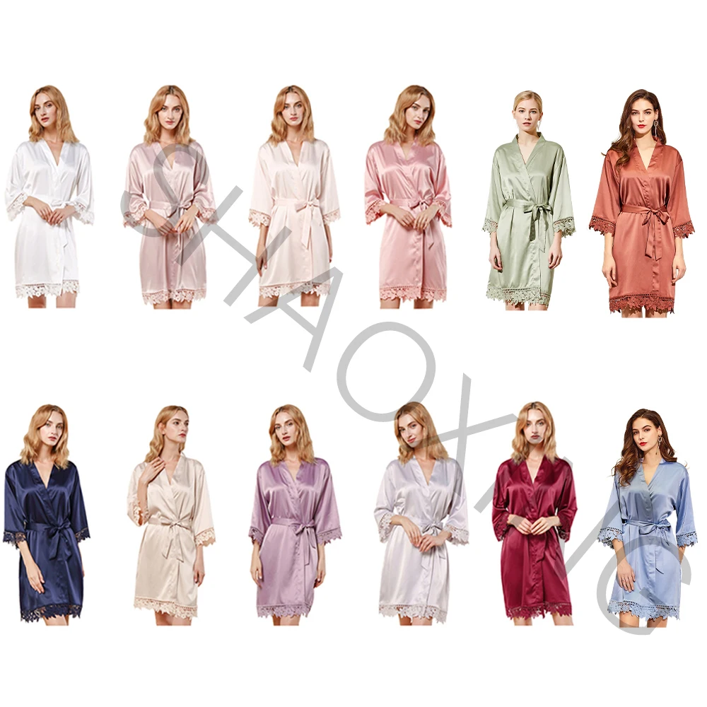 

Bridesmaid gift lace robe,2 Pieces, 13 colors stock