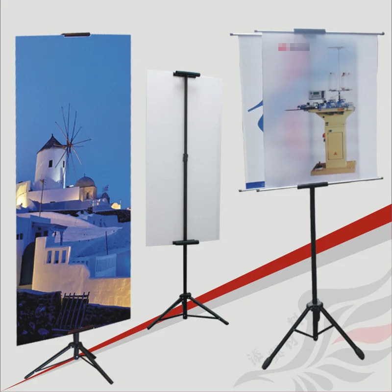 AKTOP Heavy Duty Tripod Banner Stand, Adjustable Poster Stand Retractable Height Up to 79.9 Inches, Double-Sided Floor Standing Sign Holder for Board