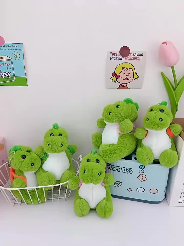 Porte-clés / Pendentif Peluche Dinosaure - Environ 10 Cm (4 Pouces) - Gris - Occasion Parfait État