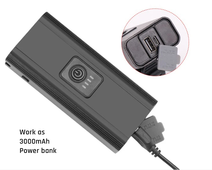3 in 1 multifunctional Power bank USB rechargeable 1300lm 2 xml led bicycle front Light