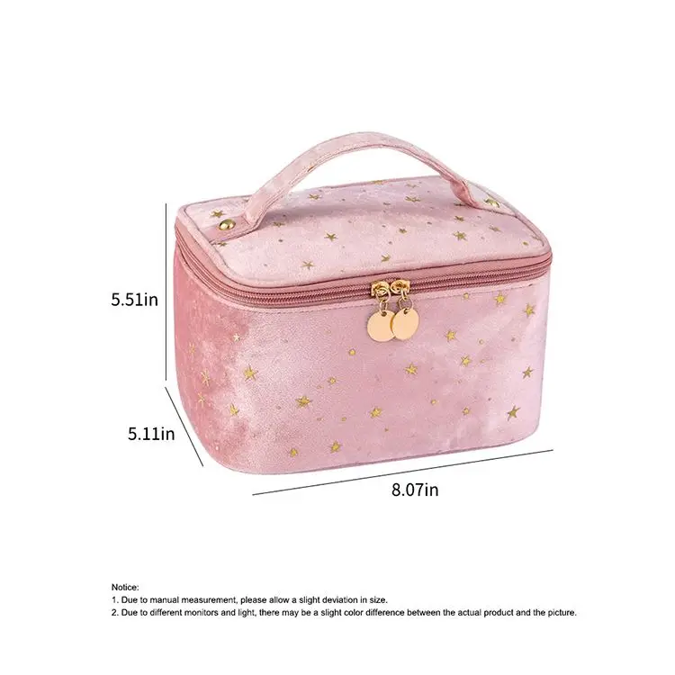 Large Capacity Portable Soft Velvet Makeup Organizer Toiletry Pouch