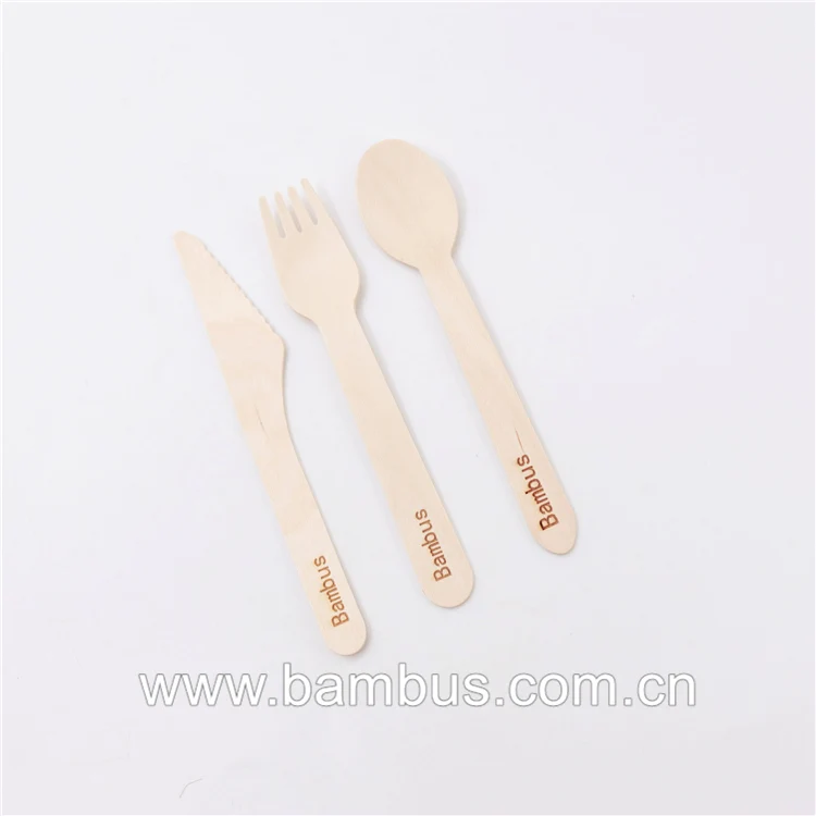 Disposable cutlery set organic wooden spoon fork knife reusable tea spoon wooden cutlery in box