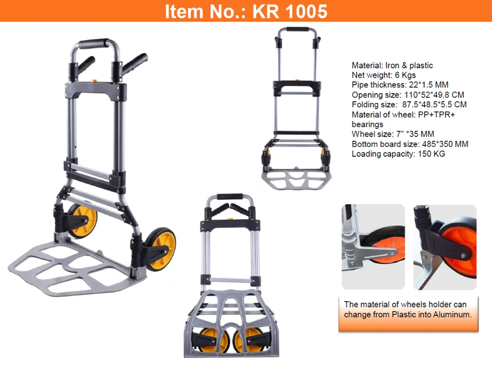 two wheels Folding Hand Truck and Dolly PH150 Heavy-Duty Luggage ...