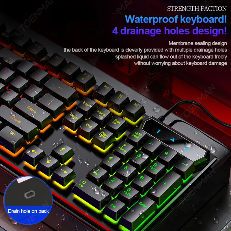 New V4 Mechanical Feeling Keyboard Wired Backlight USB Computer Accessories Colorful 104 Keys Multi-Function Game Keyboard