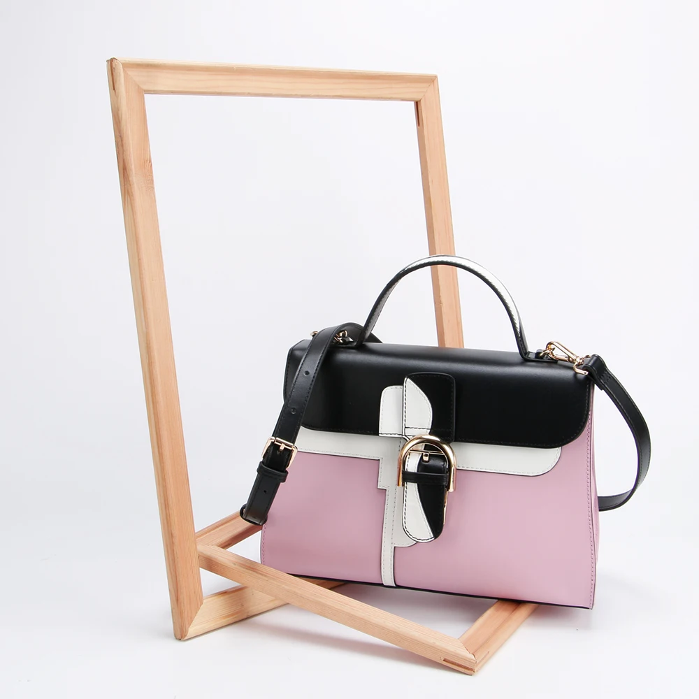 热卖真皮大容量手袋女士手提袋办公女士时尚单带表带和粉红色颜色