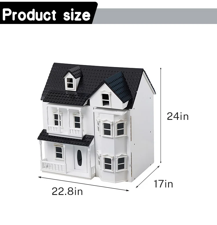 Wooden Luxury Villa Dollhouse Toddler Girls Diy Doll Houses With ...