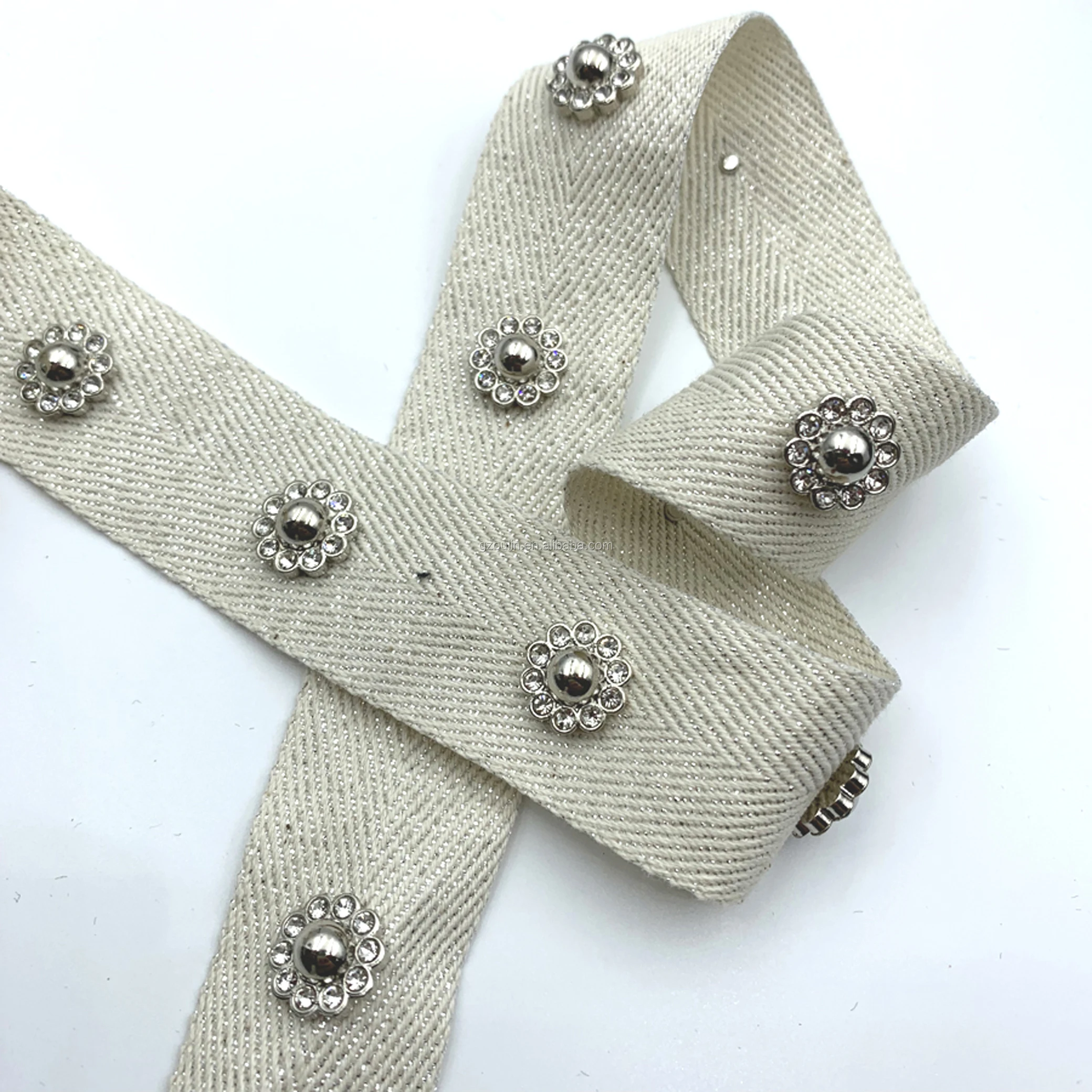 Stud Type Lace Trim With Metal Rivet Tape Using On Garments Ribbons