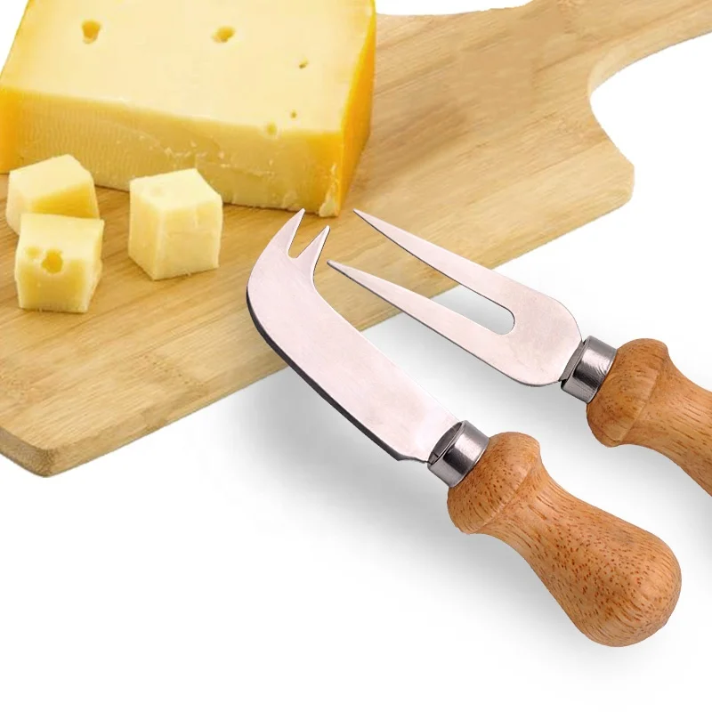 Hot Sale 5 Piece Cheese Spreader Knife Set With Acacia Round Wooden