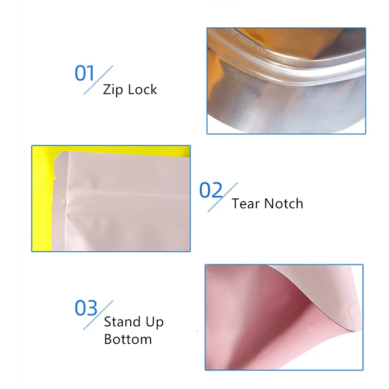 Custom Heat Seal Matte Black Mylar Zip Lock Foil Bag For Packaging