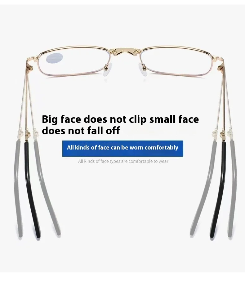 Ultra-light Metal HD Presbyopia Foldable Men Women Reading Glasses Anti Blue Light Glasses for Men Power Adjustment