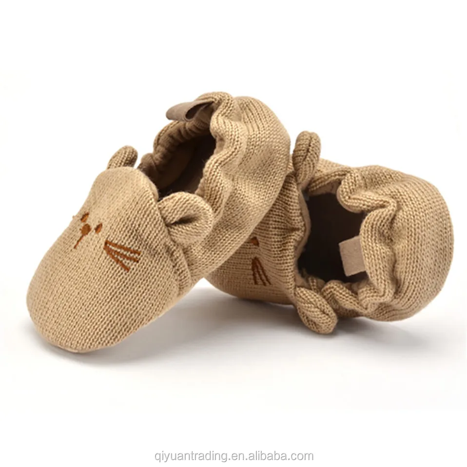 Qy Adorable Infant Slippers Toddler Baby Boy Girl Knit Crib Shoes 