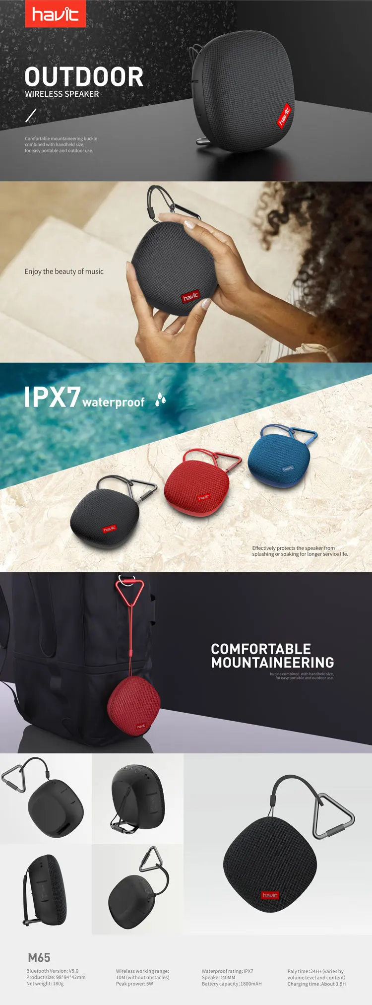 portable ipx7 waterproof outdoor