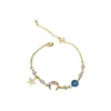 Sample Free moon and star dream color stone flash diamond gold plated bracelet