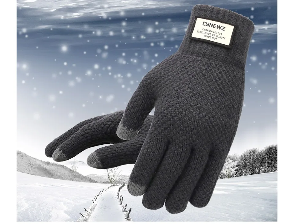 Oem Odm Custom Winter Knitted Mens Gloves High Quality Touch Screen Men