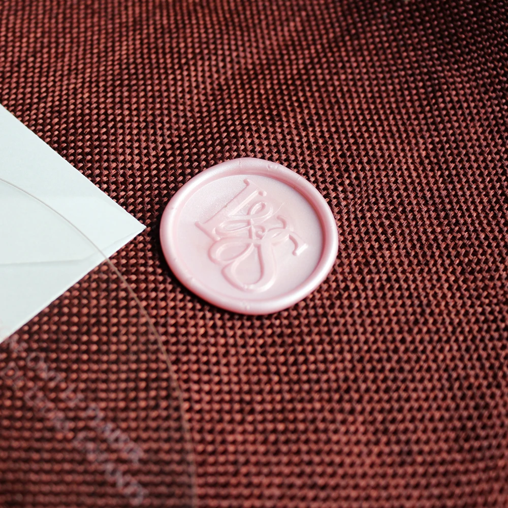 Custom Unique Antique Monogram Pink Wax Seal for Wedding Invitation and Party