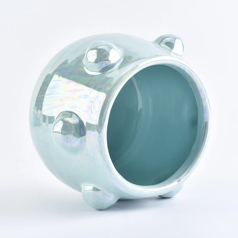 9oz shining hologram ceramic candle jars