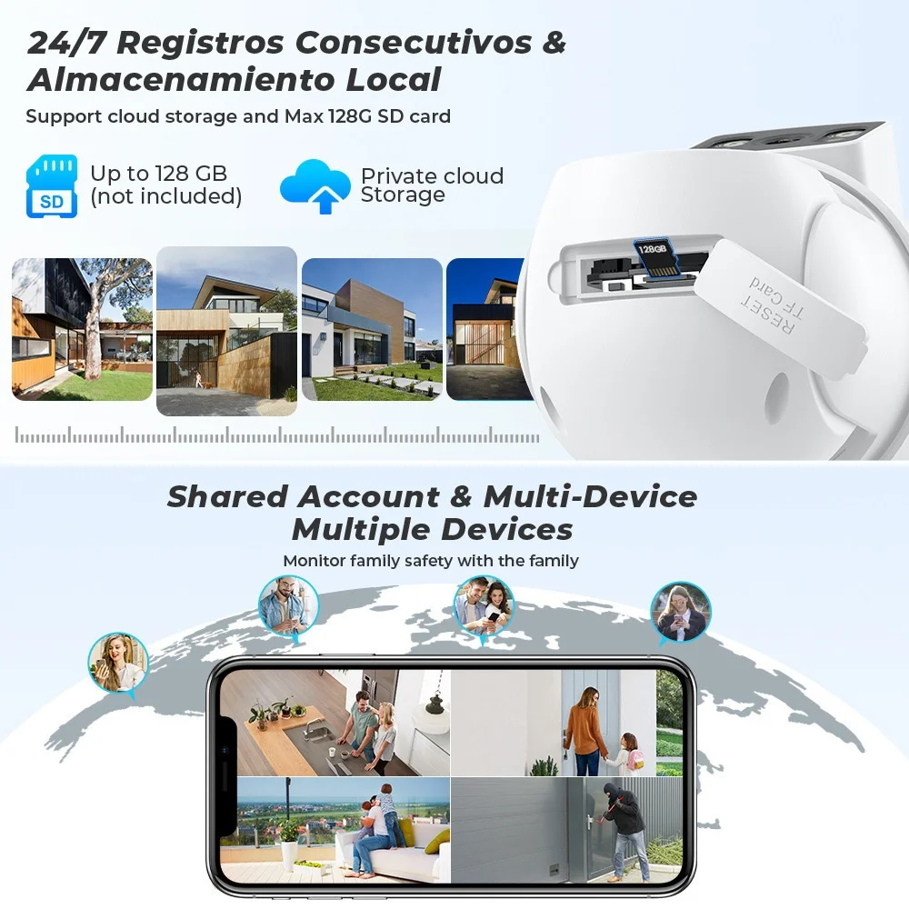 Cloudbirds V360pro HD PTZ IP Camera Waterproof 360 Degree Dual Lens 2 Screens Mobile Remote WiFi Sensitive Auto Track Cloud Data