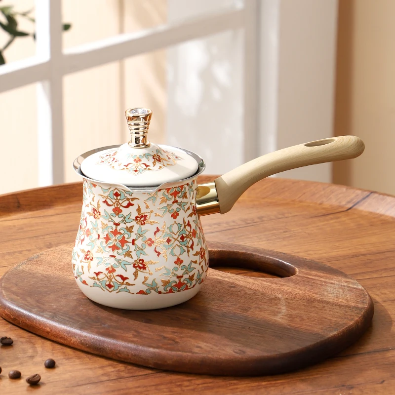 Turkish Style Coffee Warmer — White Vine Pattern