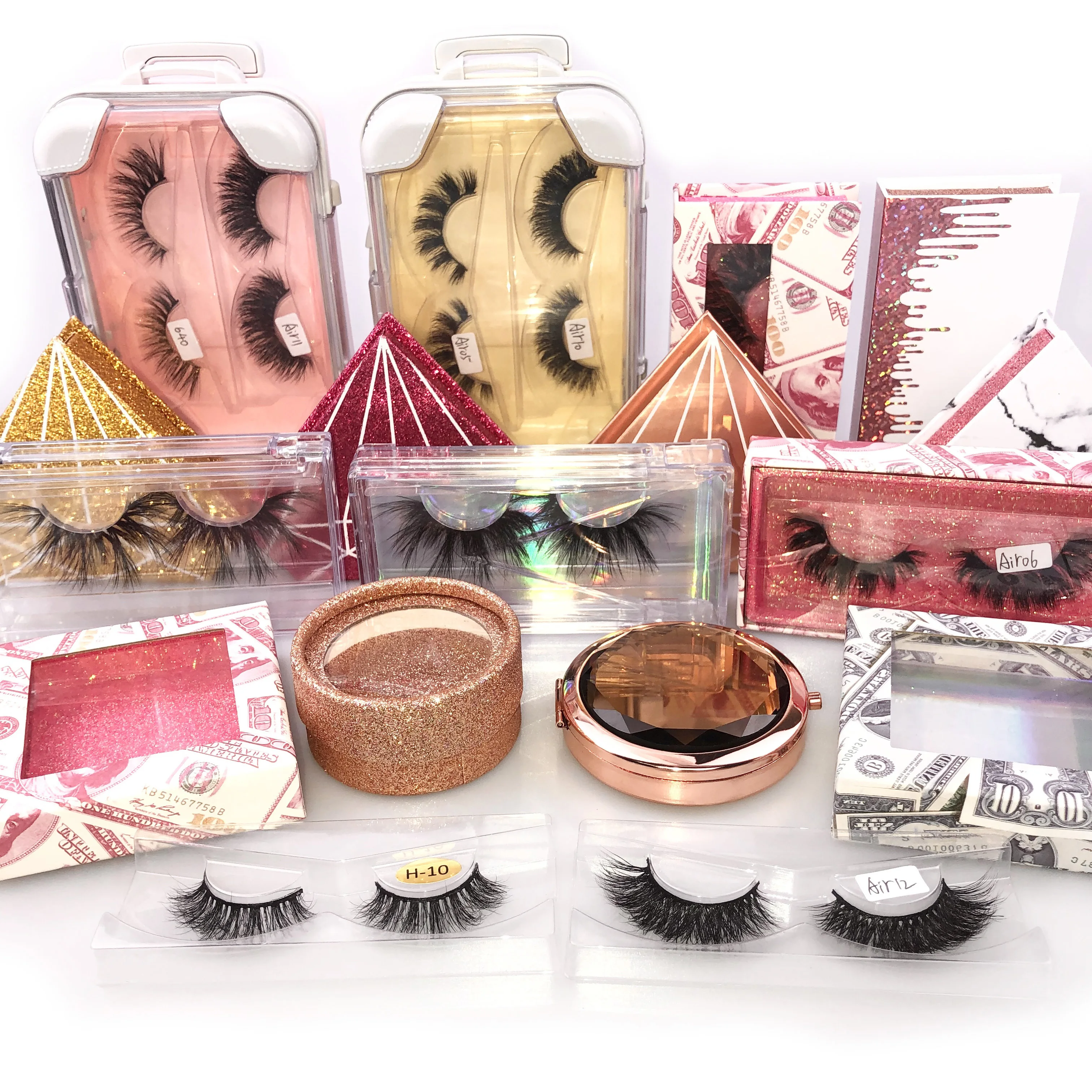 

Private label 3D 5D mink eyelashes with packaging box premium 25mm mink lashes custom eyelash package, Black & colorful