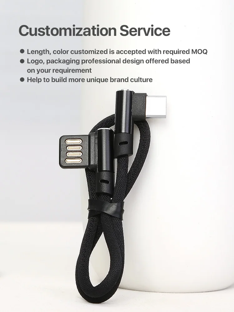 SOSLPAI new design usb type c cable nylon weave right angle type c charger data cable - ANKUX.COM