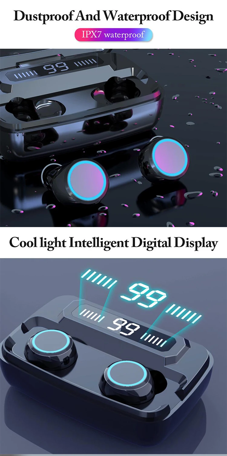 New M11 Earphone TWS 5.0 Wireless Bluetooth Headphone With 3300mAh LED Digital Charging Box Stereo Bass Sport Headset Earbuds - ANKUX.COM